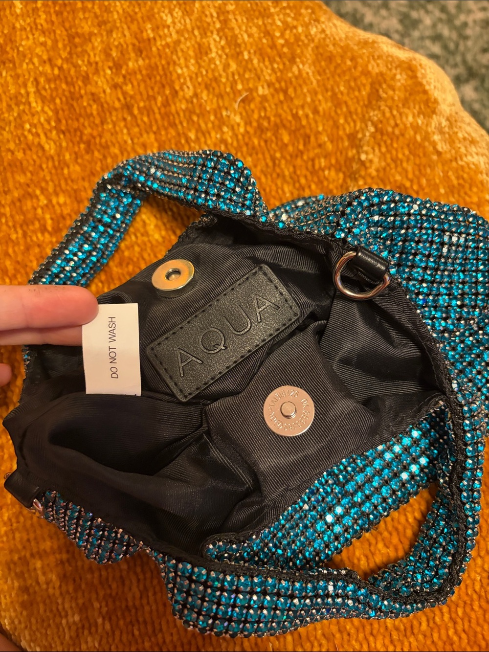 Teal Crystal-Embellished Women’s Handbag - Picture 2 of 4